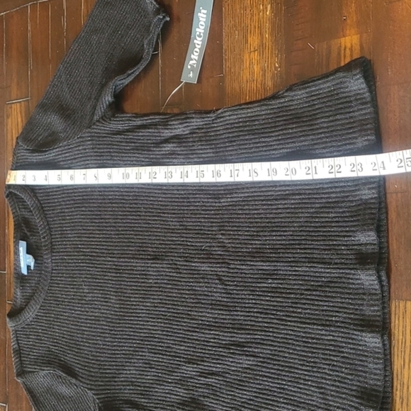 Modcloth black metallic half sleeve crewneck ribbed top size L NWT - Picture 9 of 13